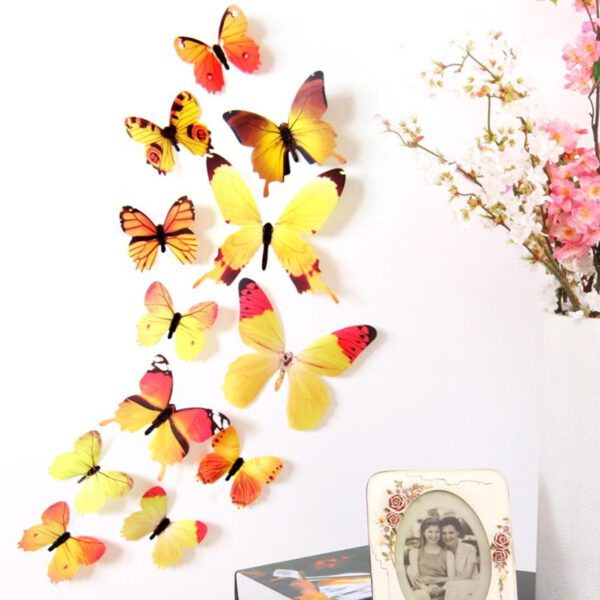 3D muurstickers vlinders geel