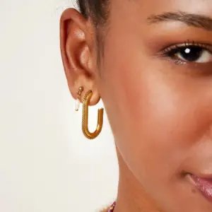 Oorbellen oval twist chain - Afbeelding 2